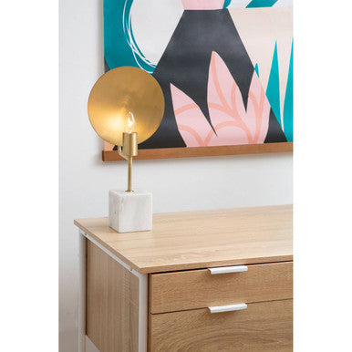 Natural Oak Veneer 2 Drawer Desk with Metal Frame
