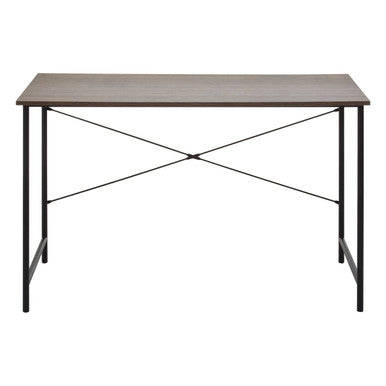 Dark Oak Veneer Desk with Metal Frame