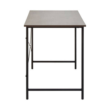 Dark Oak Veneer Desk with Metal Frame