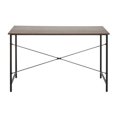 Dark Oak Veneer Desk with Metal Frame