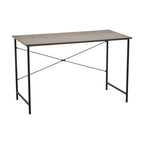Dark Oak Veneer Desk with Metal Frame