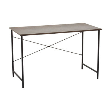Dark Oak Veneer Desk with Metal Frame