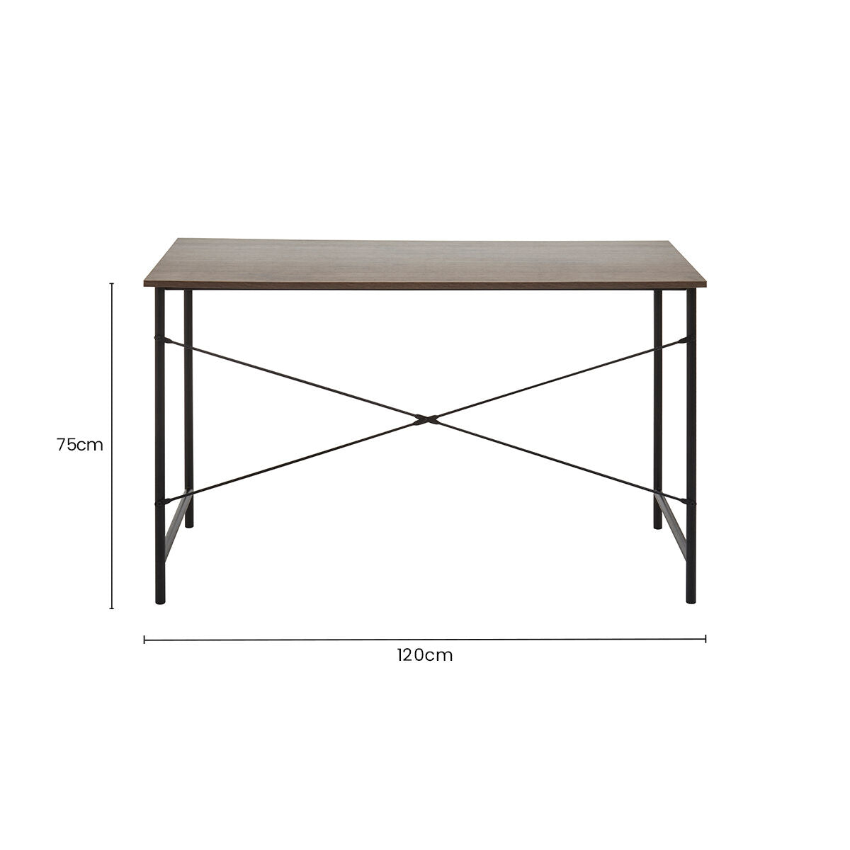 Dark Oak Veneer Desk with Metal Frame