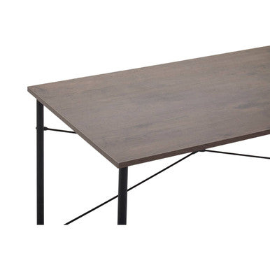 Dark Oak Veneer Desk with Metal Frame