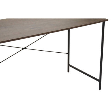 Dark Oak Veneer Desk with Metal Frame