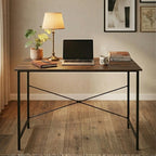 Dark Oak Veneer Desk with Metal Frame