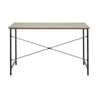 Grey Oak Veneer Desk with Metal Frame