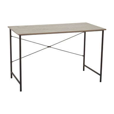 Grey Oak Veneer Desk with Metal Frame