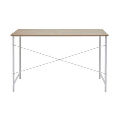 Natural Oak Veneer Desk with Metal Frame