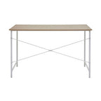 Natural Oak Veneer Desk with Metal Frame