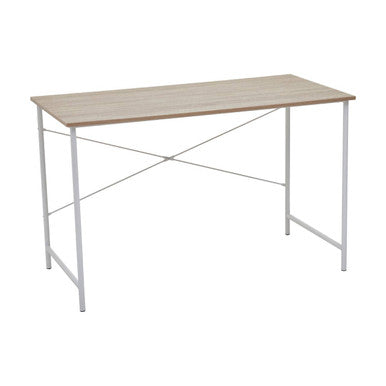 Natural Oak Veneer Desk with Metal Frame