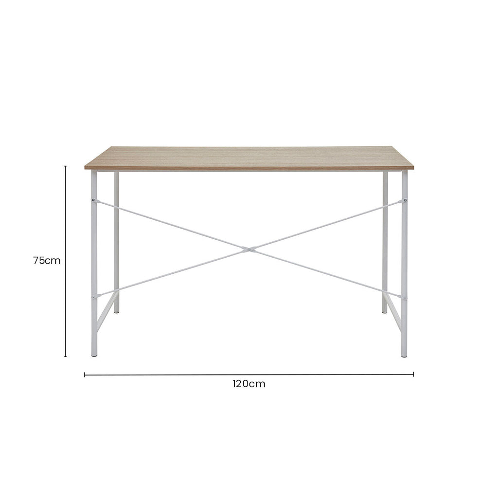 Natural Oak Veneer Desk with Metal Frame