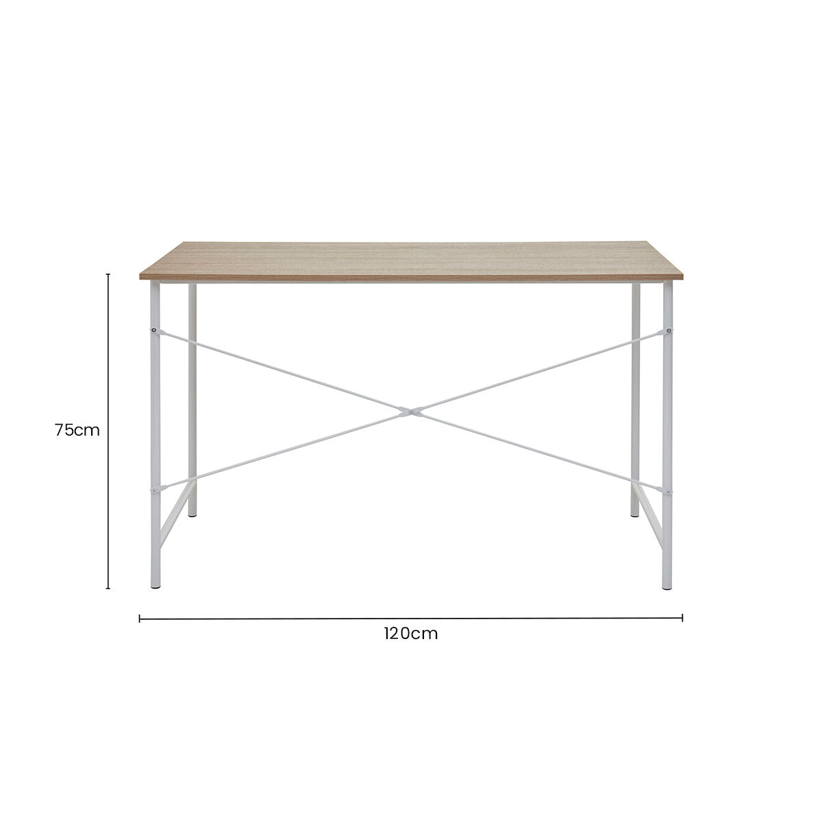 Natural Oak Veneer Desk with Metal Frame