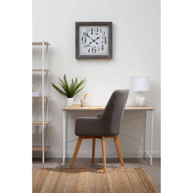 Natural Oak Veneer Desk with Metal Frame