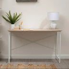 Natural Oak Veneer Desk with Metal Frame