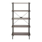 Dark Oak Veneer 5 Tier Shelf Unit with Metal Frame