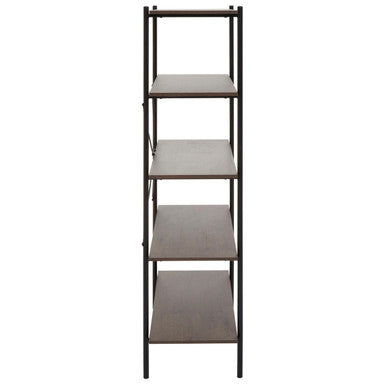 Dark Oak Veneer 5 Tier Shelf Unit with Metal Frame
