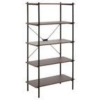 Dark Oak Veneer 5 Tier Shelf Unit with Metal Frame