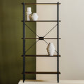 Dark Oak Veneer 5 Tier Shelf Unit with Metal Frame