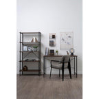 Dark Oak Veneer 5 Tier Shelf Unit with Metal Frame