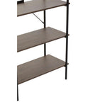 Dark Oak Veneer 5 Tier Shelf Unit with Metal Frame
