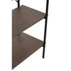 Dark Oak Veneer 5 Tier Shelf Unit with Metal Frame