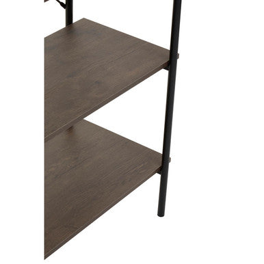 Dark Oak Veneer 5 Tier Shelf Unit with Metal Frame