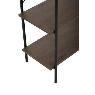 Dark Oak Veneer 5 Tier Shelf Unit with Metal Frame