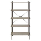 Grey Oak Veneer 5 Tier Shelf Unit with Metal Frame