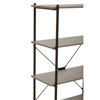 Grey Oak Veneer 5 Tier Shelf Unit with Metal Frame