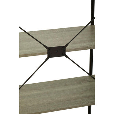 Grey Oak Veneer 5 Tier Shelf Unit with Metal Frame