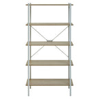 Natural Oak Veneer 5 Tier Shelf Unit with Metal Frame