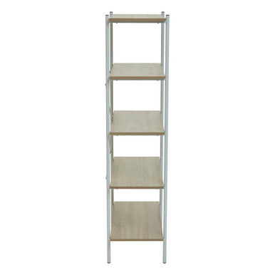 Natural Oak Veneer 5 Tier Shelf Unit with Metal Frame