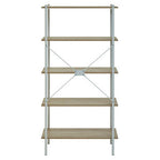 Natural Oak Veneer 5 Tier Shelf Unit with Metal Frame
