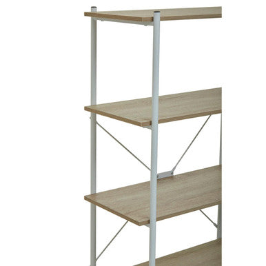 Natural Oak Veneer 5 Tier Shelf Unit with Metal Frame