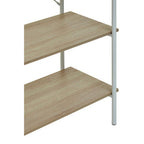 Natural Oak Veneer 5 Tier Shelf Unit with Metal Frame