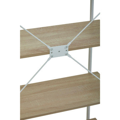 Natural Oak Veneer 5 Tier Shelf Unit with Metal Frame