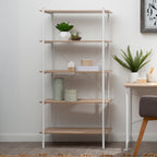 Natural Oak Veneer 5 Tier Shelf Unit with Metal Frame