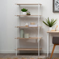 Natural Oak Veneer 5 Tier Shelf Unit with Metal Frame