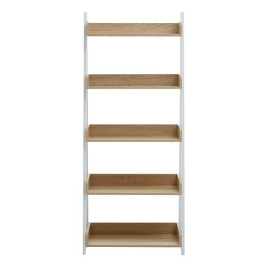 Natural Oak Veneer 5 Tier Ladder Shelf Unit