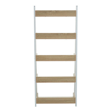 Natural Oak Veneer 5 Tier Ladder Shelf Unit