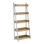 Natural Oak Veneer 5 Tier Ladder Shelf Unit