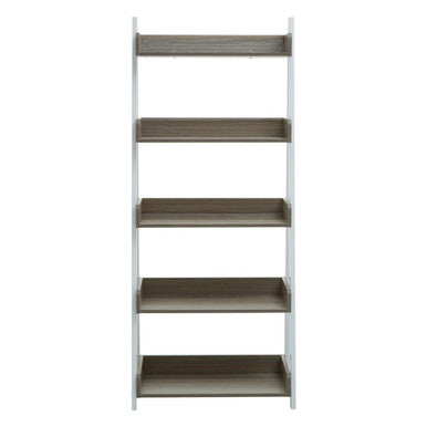 Light Oak Veneer 5 Tier Ladder Shelf Unit