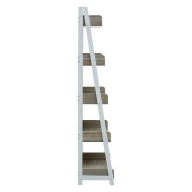 Light Oak Veneer 5 Tier Ladder Shelf Unit