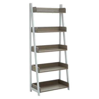 Light Oak Veneer 5 Tier Ladder Shelf Unit
