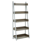 Light Oak Veneer 5 Tier Ladder Shelf Unit