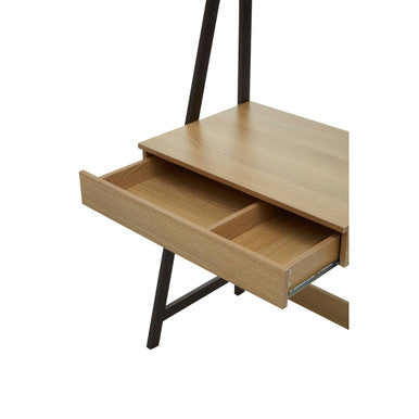 Natural Oak Veneer Desk with Drawer