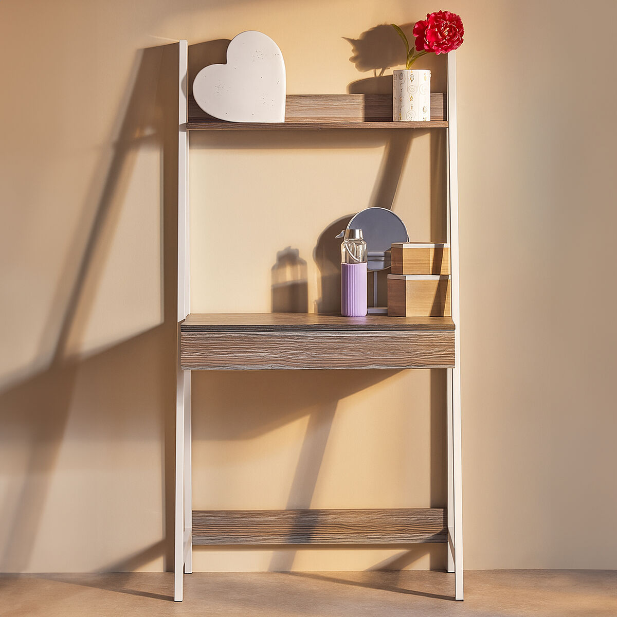 Light Oak Veneer Desk with Drawer