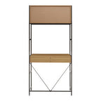 Natural Oak Veneer Desk with Dark Brown Metal Frame