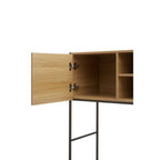 Natural Oak Veneer Desk with Dark Brown Metal Frame